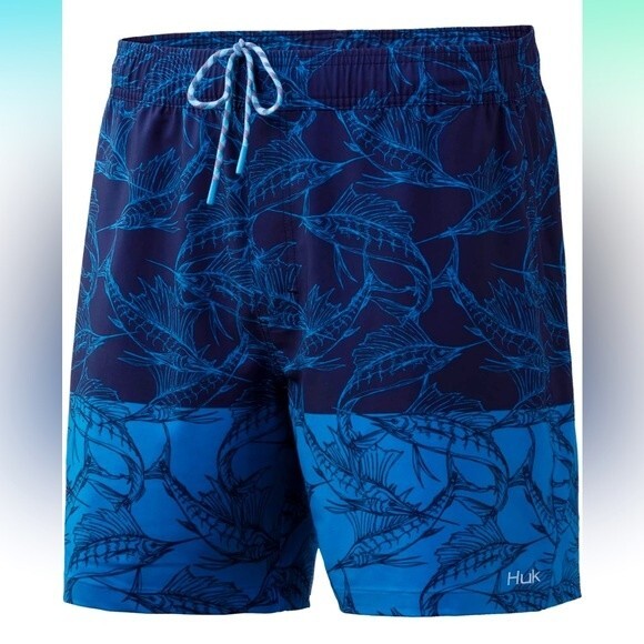 HUK Men's Playa Quick-Drying Fishing & Swimming Shorts +UPF 30 Norse blue medium - Picture 1 of 6